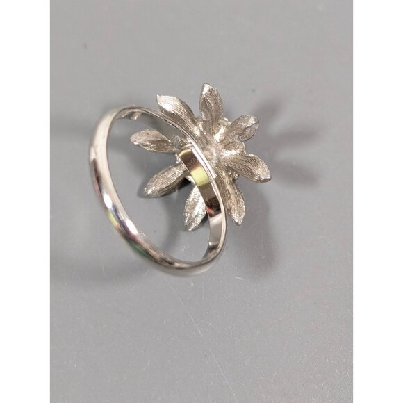 Vintage Vogue Faux Blue Star Sapphire Rhinestone Ring Silver Tone Size 6 - Picture 6 of 8